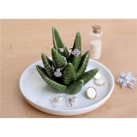 Aloe Ring Holder,Cactus Ring Dish,Jewelry Holder Trinket Tray forJewelery - Picture 3 of 6